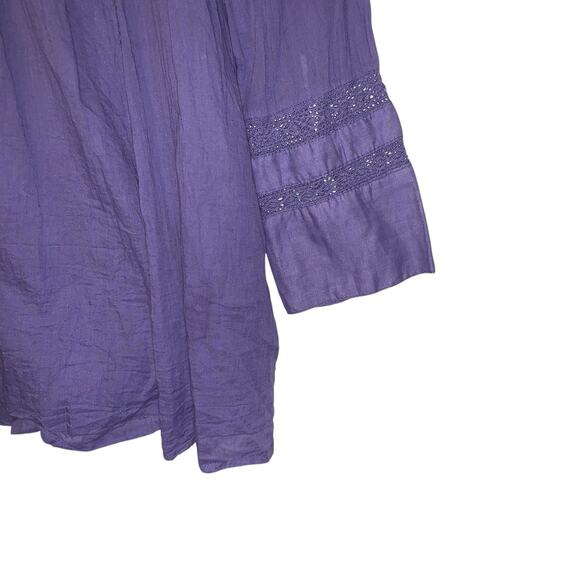 Free People Embroidered Bohemian Western Babydoll Mini Dress Periwinkle Sz M - Picture 7 of 13